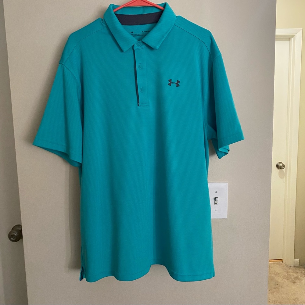 Mens Under Armour golf polo- teal